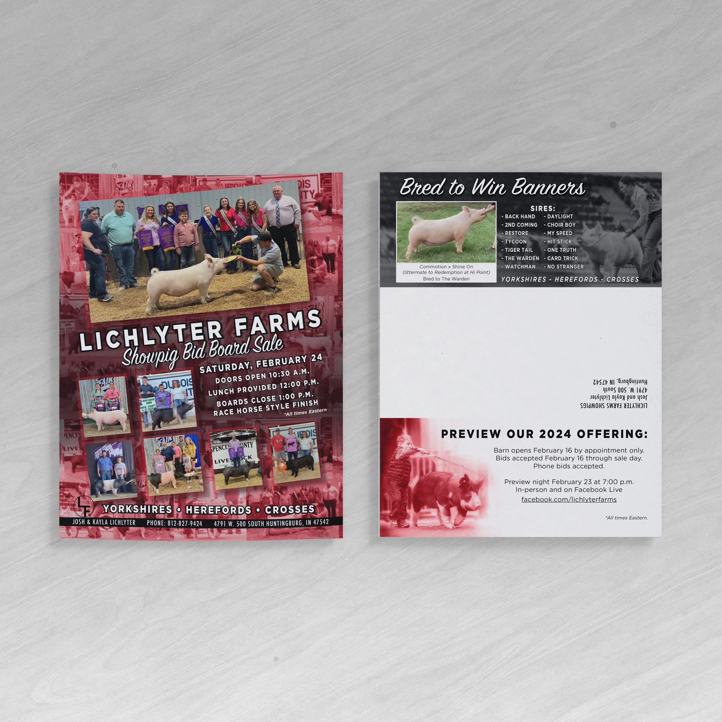 Tri-fold Mailer/Sale Flyer - Lichlyter Farms Show Pig Sale