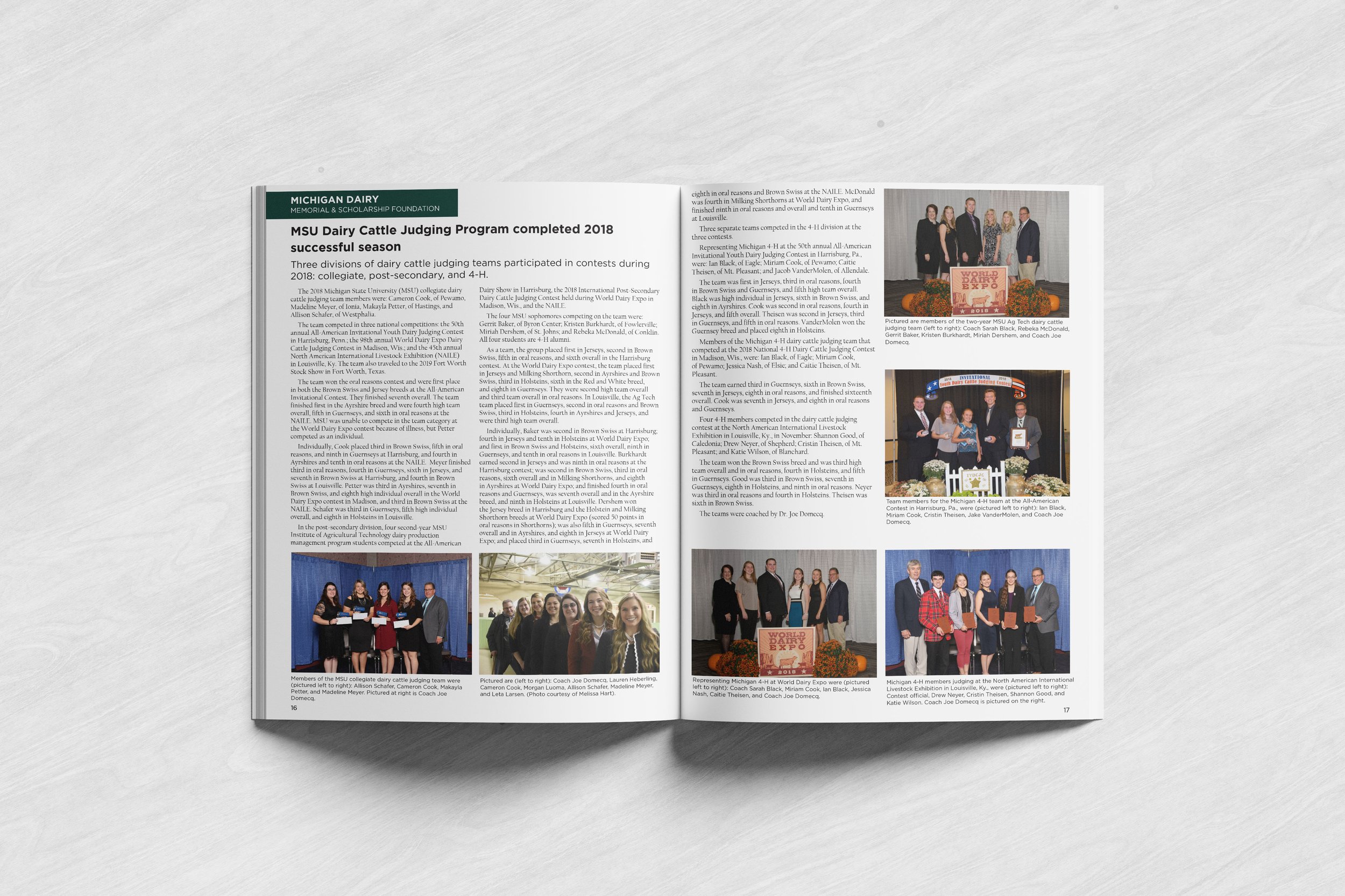 Magazine Style Annual Report - Michigan Dairy Memorial Scholarship Fund