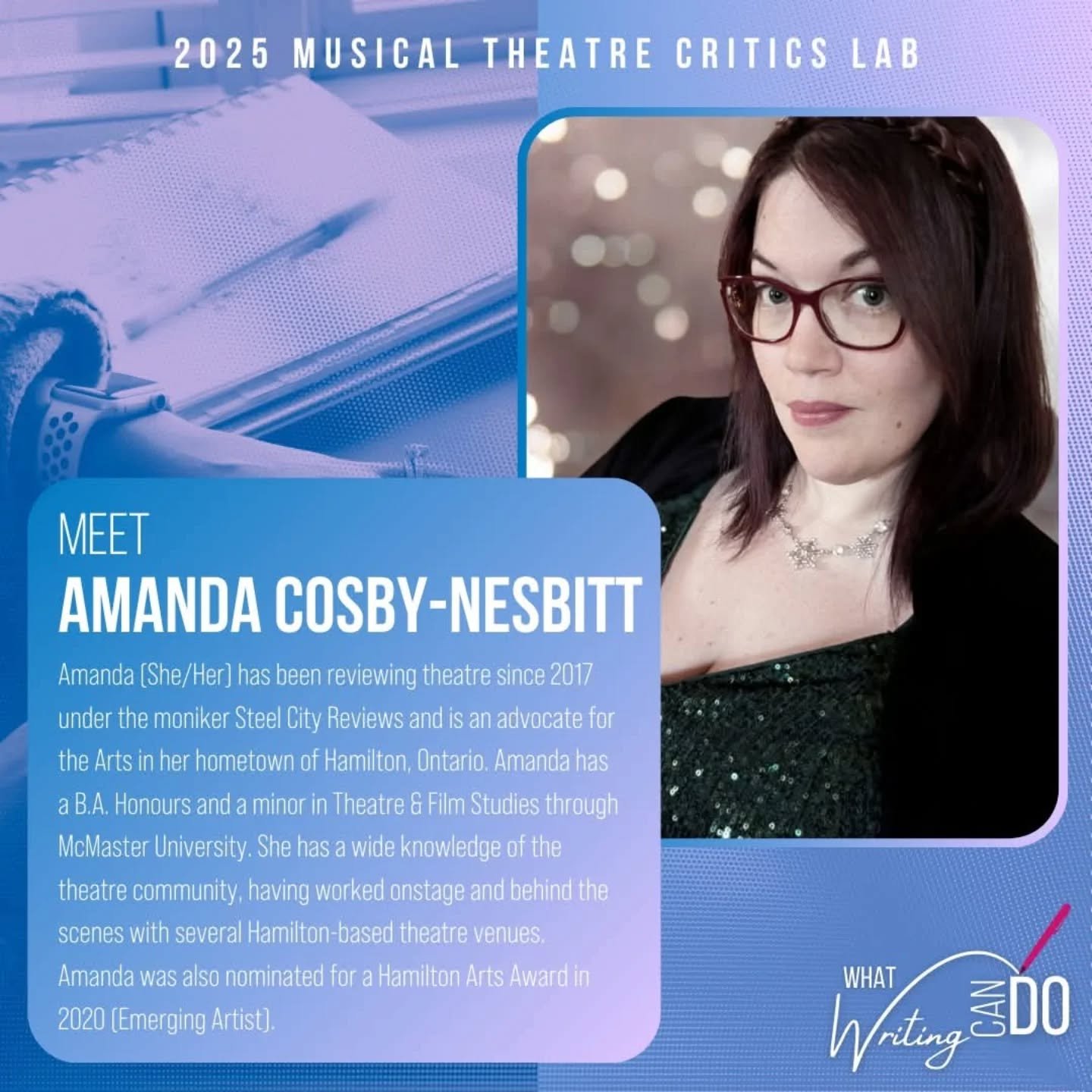 Starting tonight! 
Very excited to be a part of this Critics Lab via @theatreaquarius @thegrandlondon and @intermissionmag 

Also, 👋 hello if you've never seen the person behind Steel City Reviews! 

#whatwritingcando #theatrereviewing