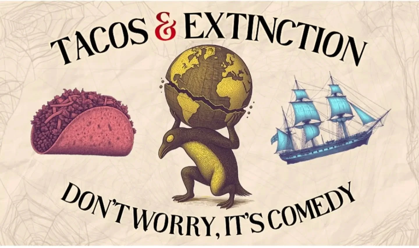✨ NEW REVIEW ✨

A tragicomedy from existential minds of David Widder-Varhegyi and Elijah Varhegyi, "Tacos &amp; Extinction" blends myths, history and the surreal into one wild ride...

👀 For my review, please visit: https://www.steelcityre