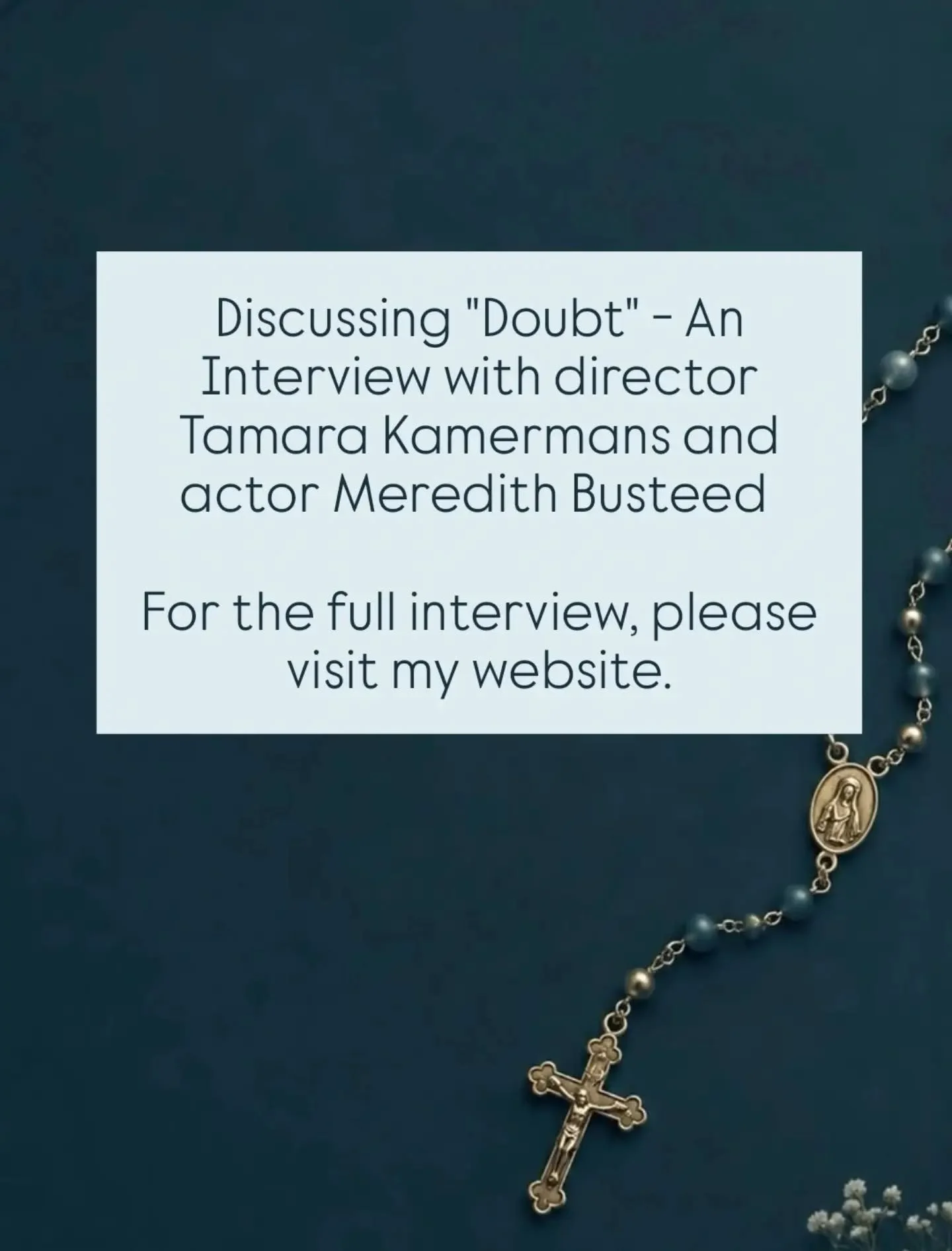 ✨ NEW PREVIEW INTERVIEW ✨ 

Hamilton based company Frid Pro Quo is staging the powerful, contemplative and award-winning drama "Doubt: A Parable" in an actual church at the historical St. Luke&rsquo;s Mission this November.

I had the pleas