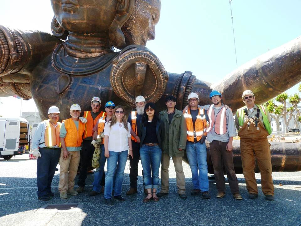 When China lent Zhang Huan’s 15-ton, 26-foot-tall sculpture Three Heads Six Arms (2008) for display at the San Francisco Civic Center, Atthowe was the one to take it from four crates, disassembled and with no instructions, and put it back together.