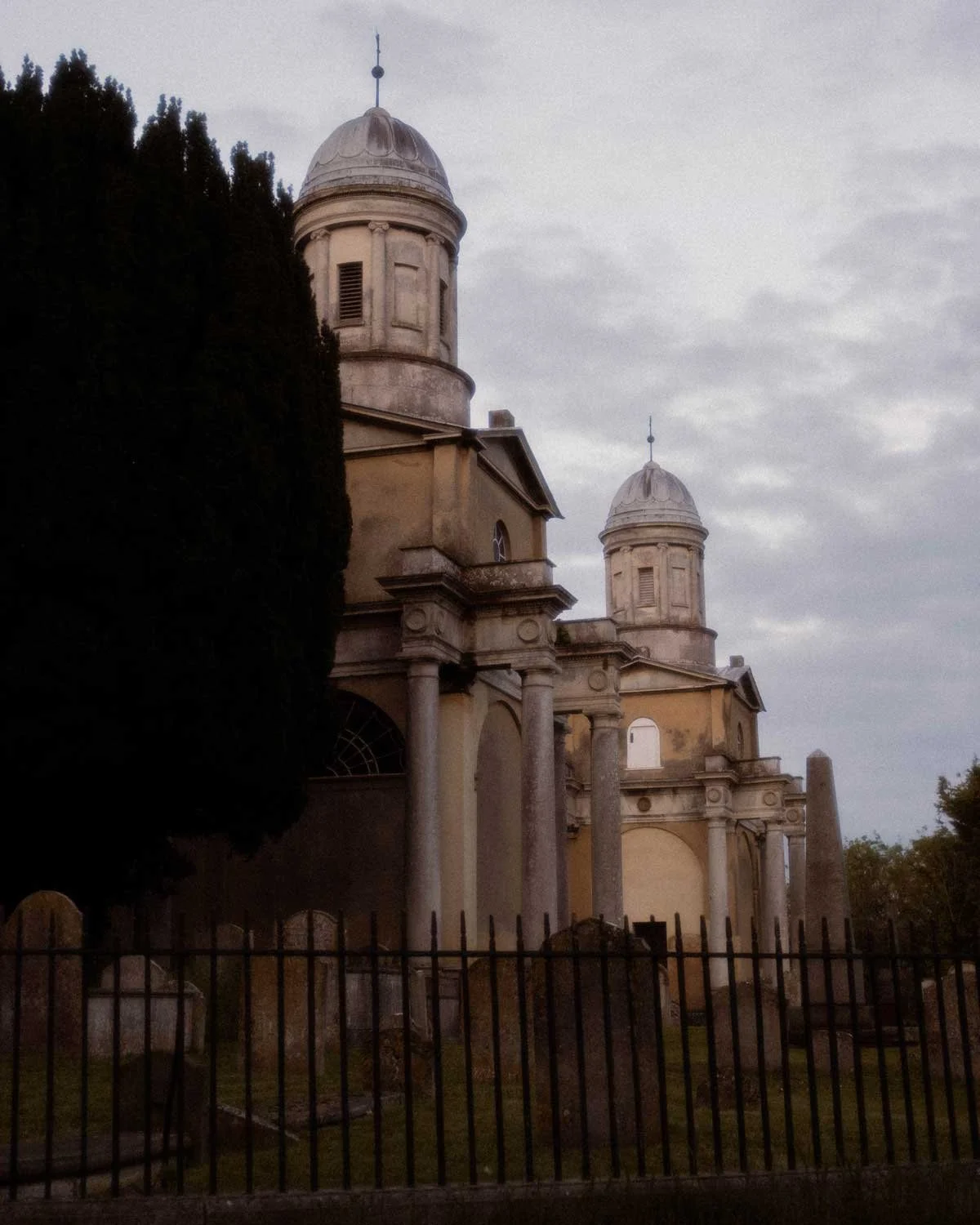 The two Georgian towers of an old church in Mistley, Essex.