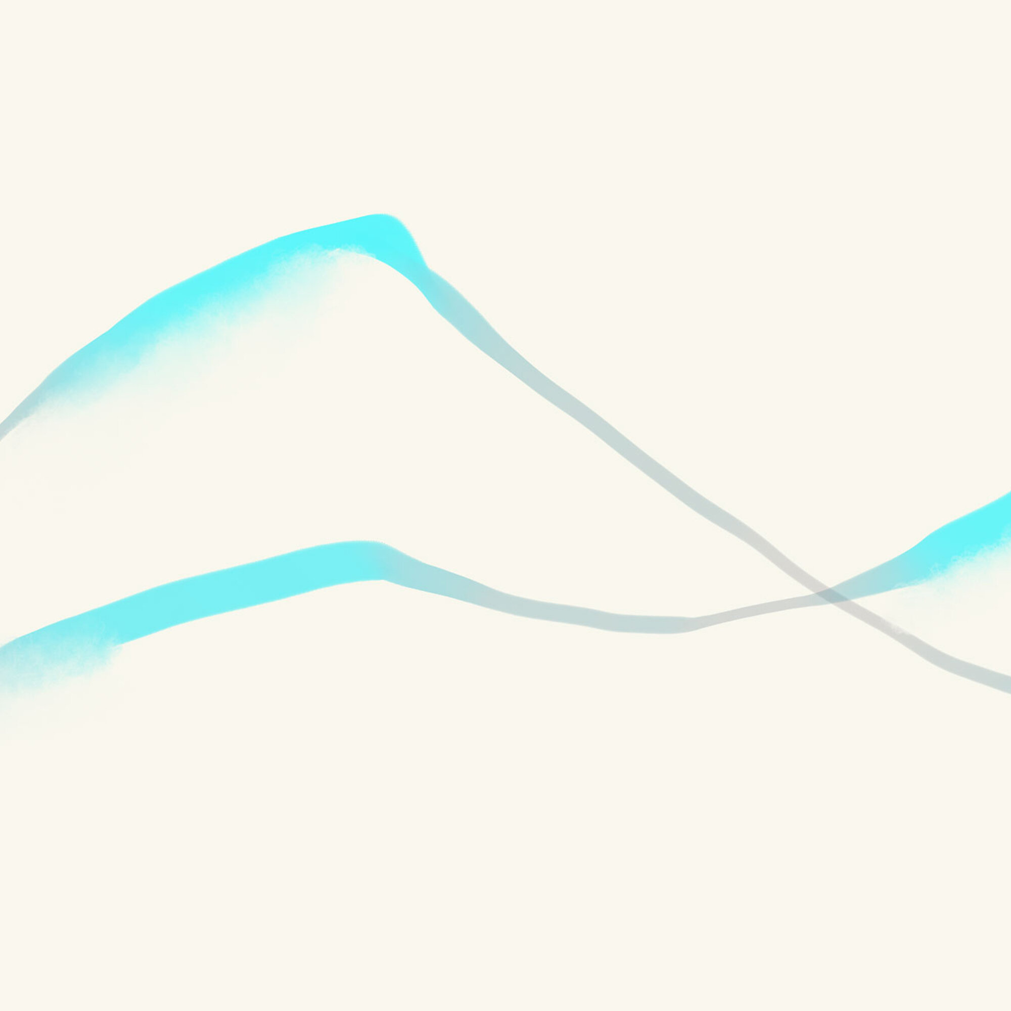Arte com linhas curvas e cores azul claro e branco, formando um padrão abstrato e fluido.