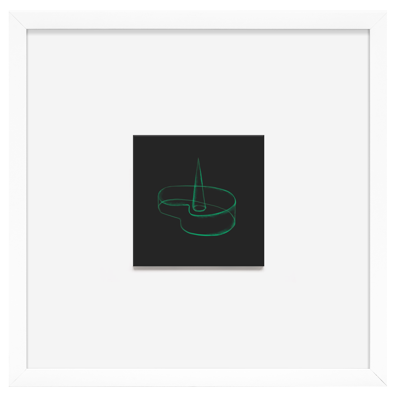 Arte digital de uma figura em forma de S com uma linha vertical atravessando o centro, ambas brilhando em verde neon sobre fundo preto.