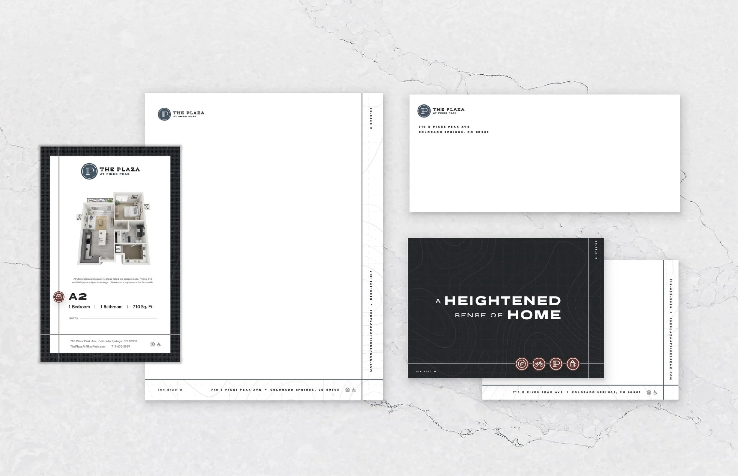 The Plaza at Pikes Peak stationery collateral print design