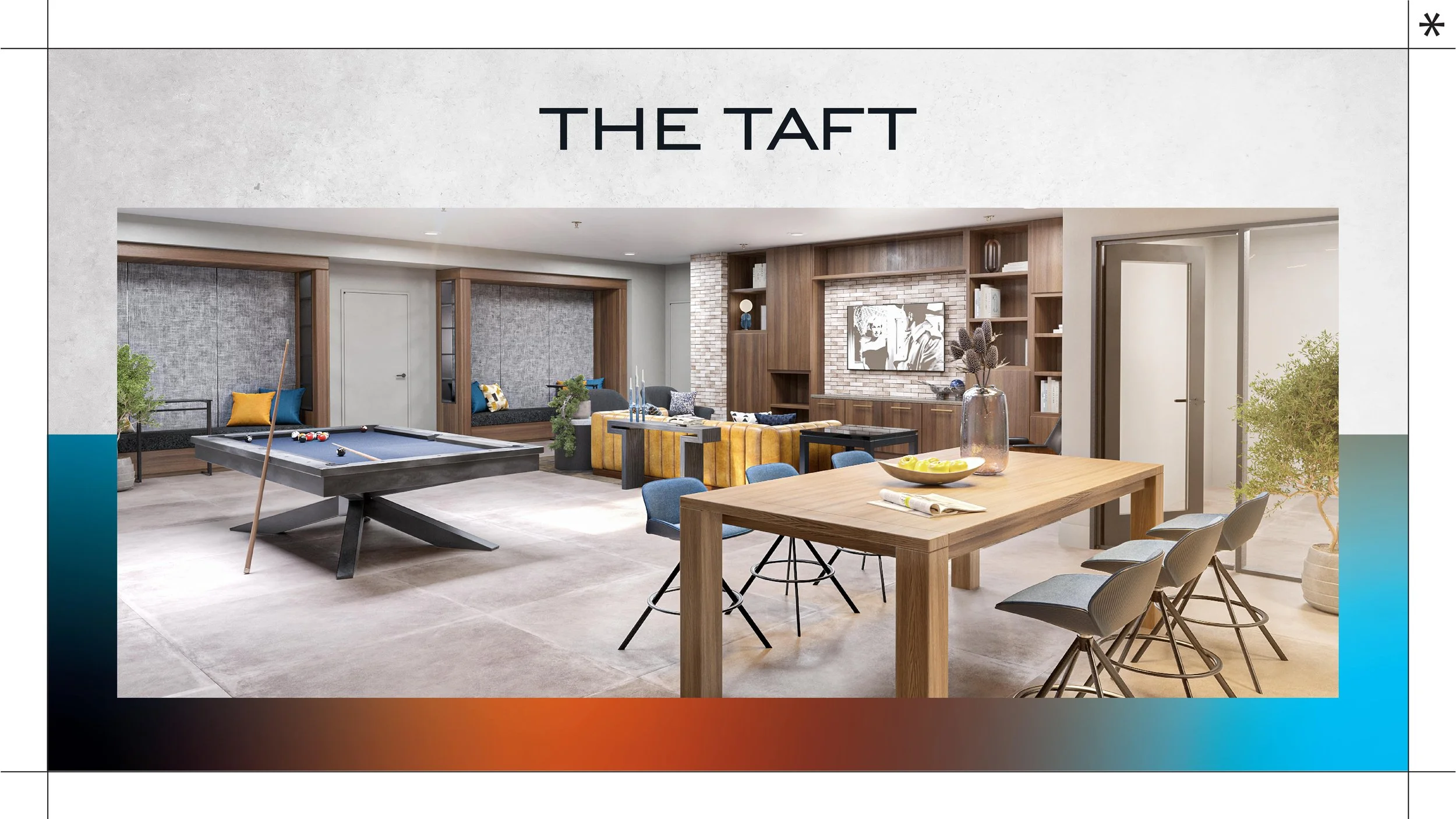 Photo of The Taft's clubhouse with their logo above.