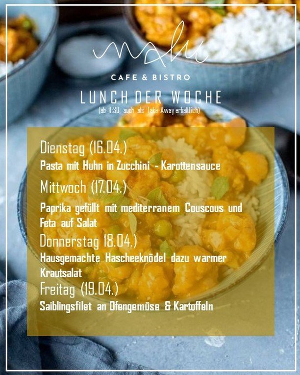 Diese Woche verw&ouml;hnen wir euch wieder mit unseren Spezialit&auml;ten.
Wir freuen uns auf EUER kommen.
Euer Team Malu

#lunch #food #instafood