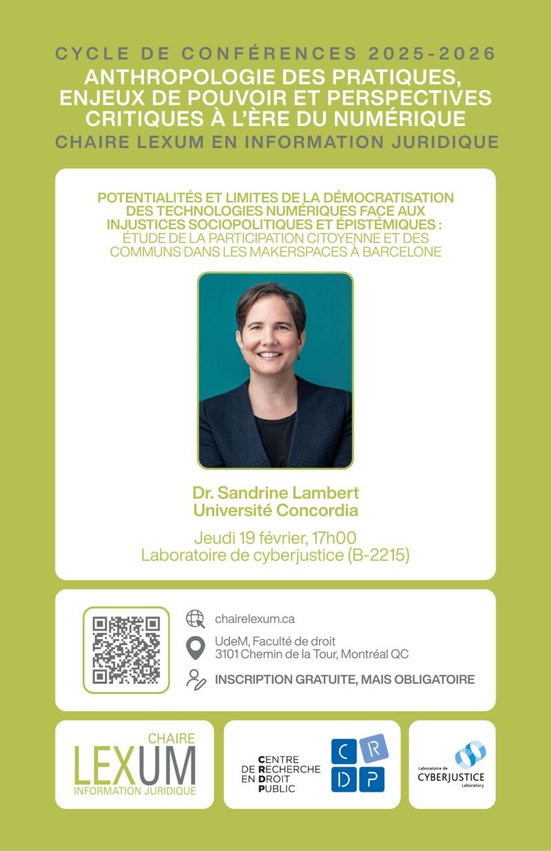 Affiche Sandrine Lambert - Chaire lexUM