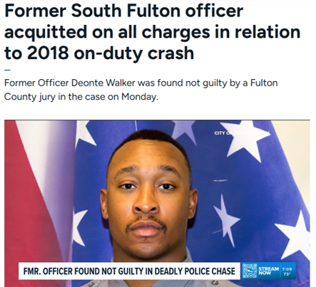 Former South Fulton officer acquitted on all charges in relation to 2018 on-duty crash