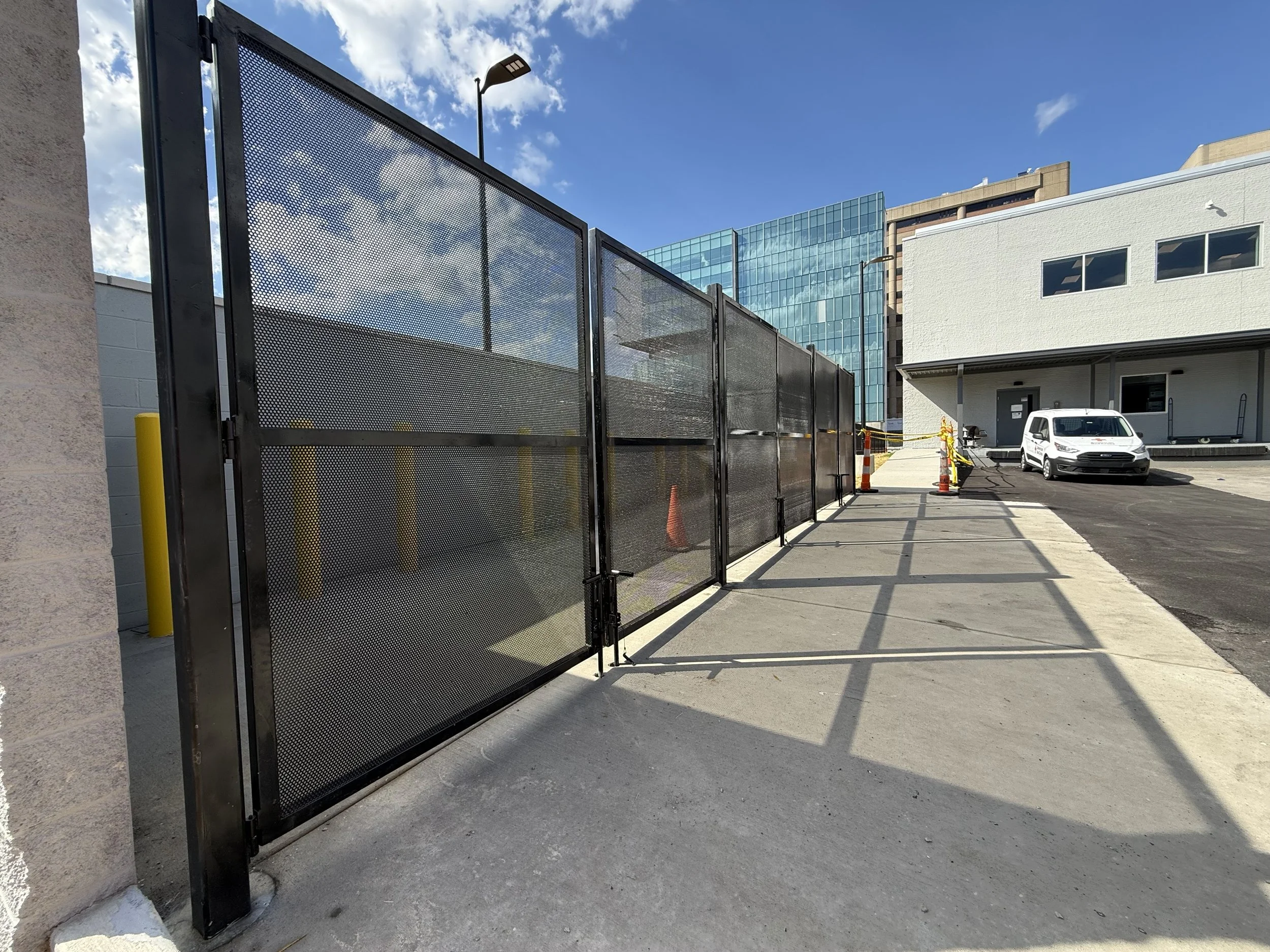 Decorative Ornamental Gates at Dumpster Pad at American Red Cross in Louisville, Kentucky 