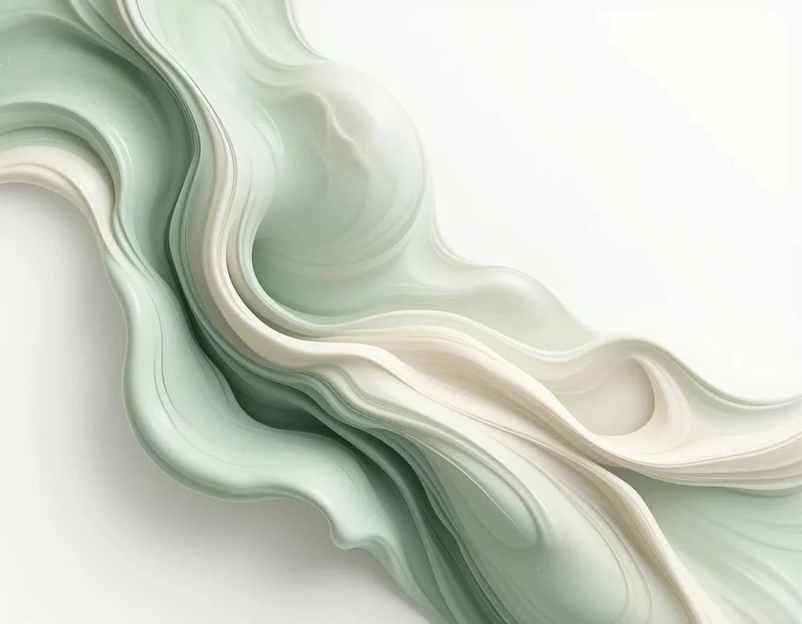 Design astratto con linee curve e tonalità di verde e bianco