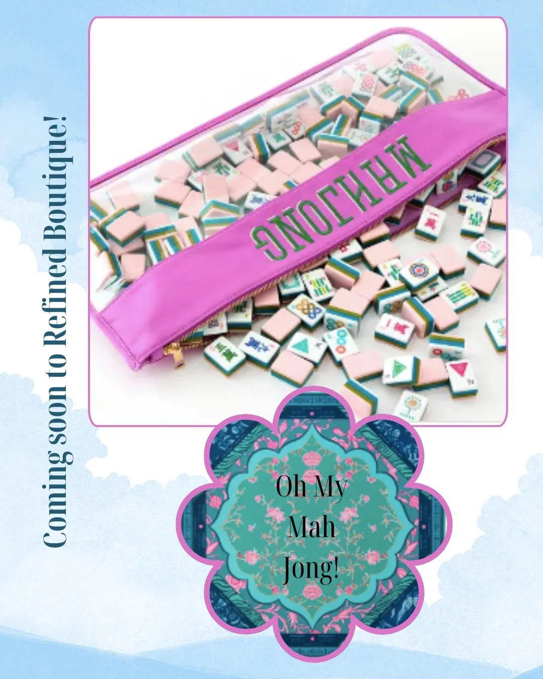 For all of you Mah Jong Fans we will be carrying a limited selection of Oh My Mah Jong! products. 

DM me if you are interested in taking a class to learn how to play. So dynamic, so social and oh! all the cure accessories!