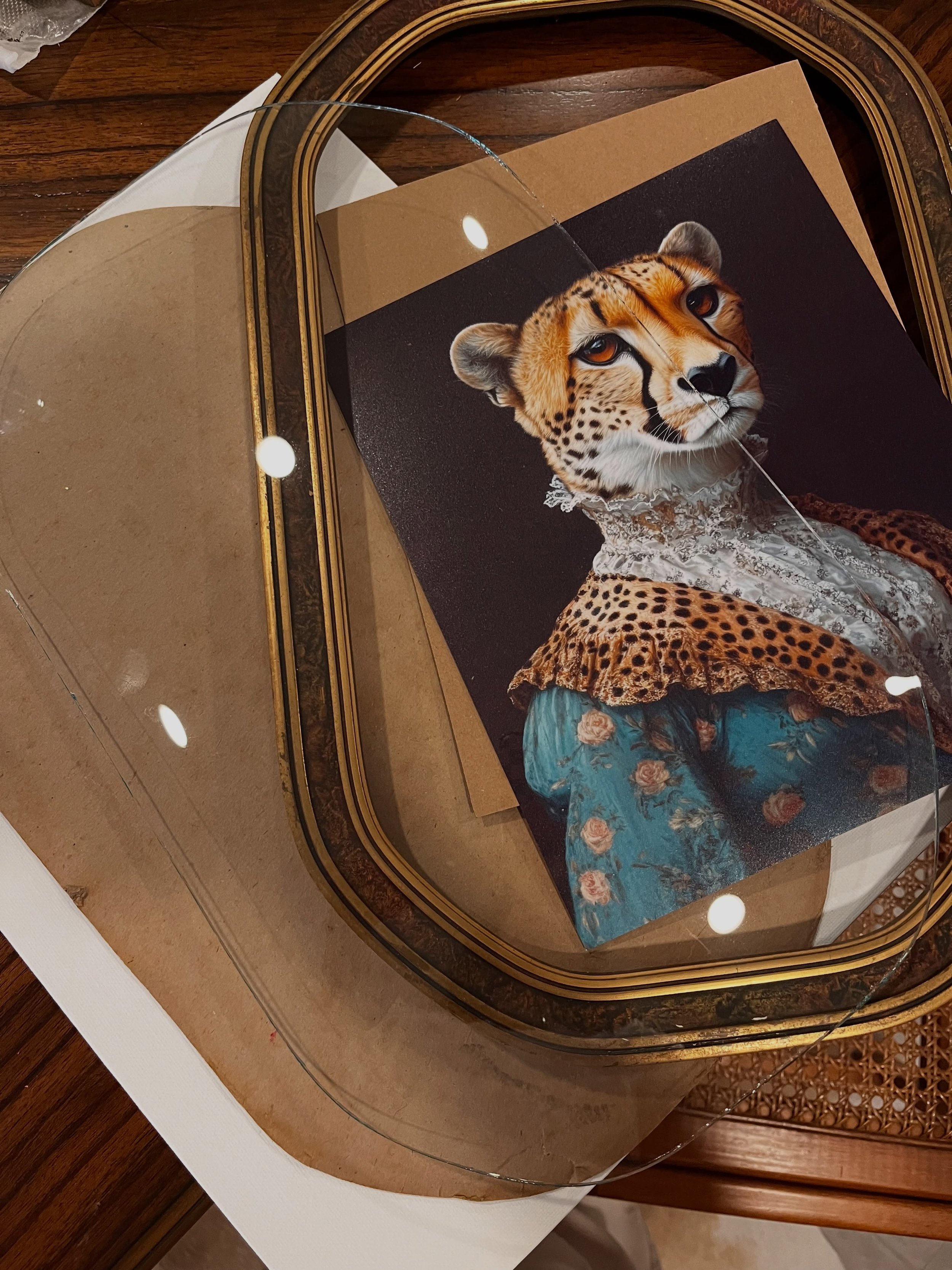 Vintage frame. Cheetah poster. Paint. Modge lodge gloss. 

Need I say more?

#modgepodge #vintageposter