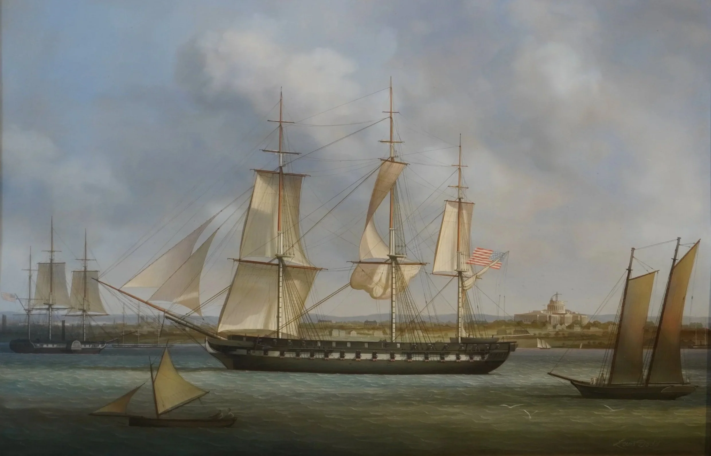 Louis Dodd - The US Frigate Potomac off Washington, 1860