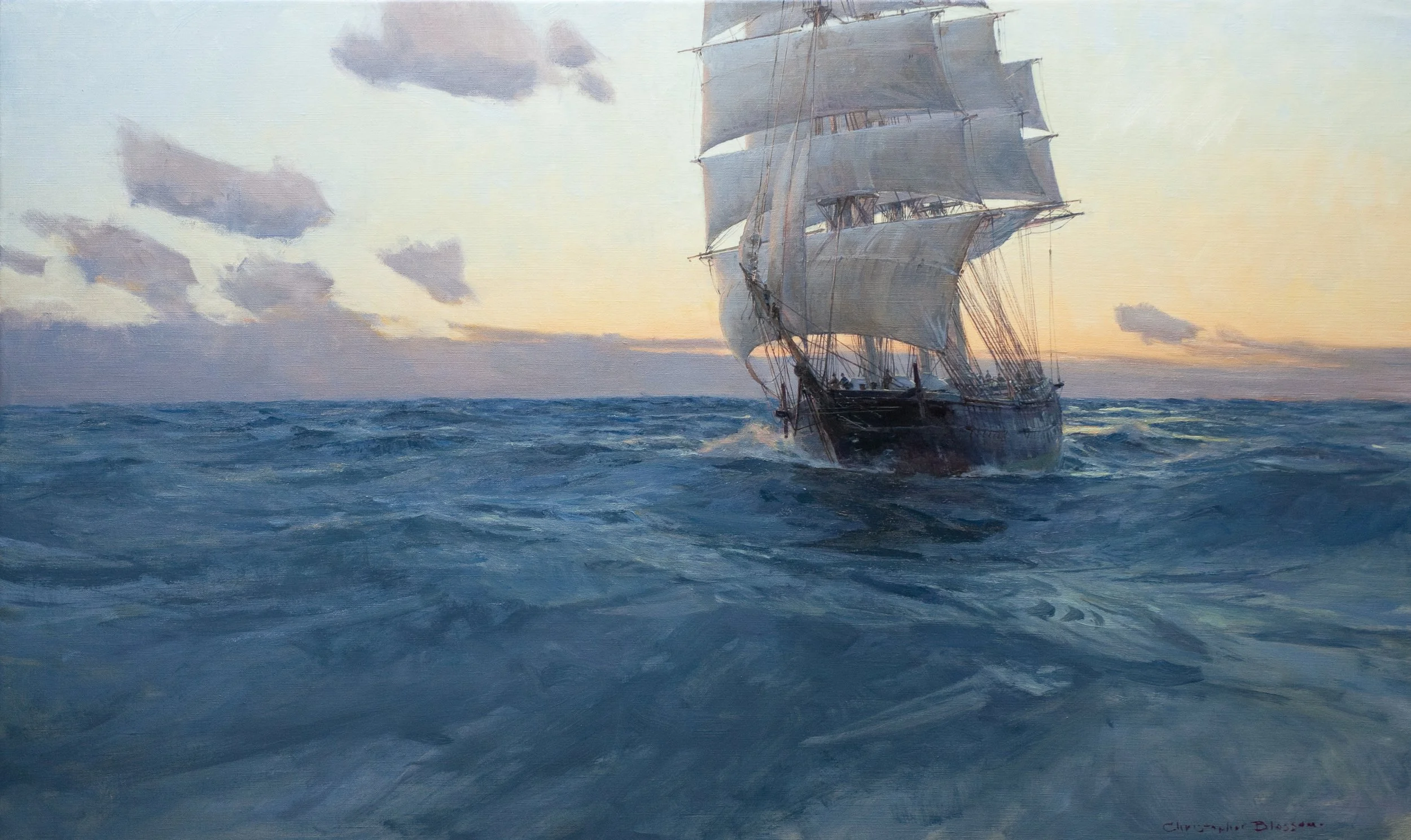 Christopher Blossom - Medium Clipper 'Black Hawk' at Dawn