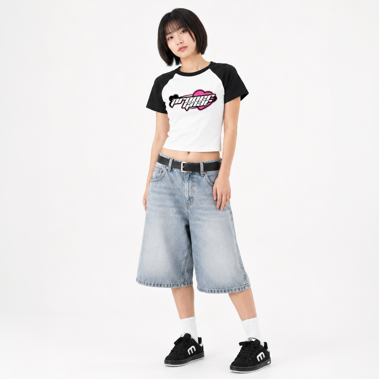 Proper Gnar Logo Raglan Tshirt Model Skateboarding Girl.png