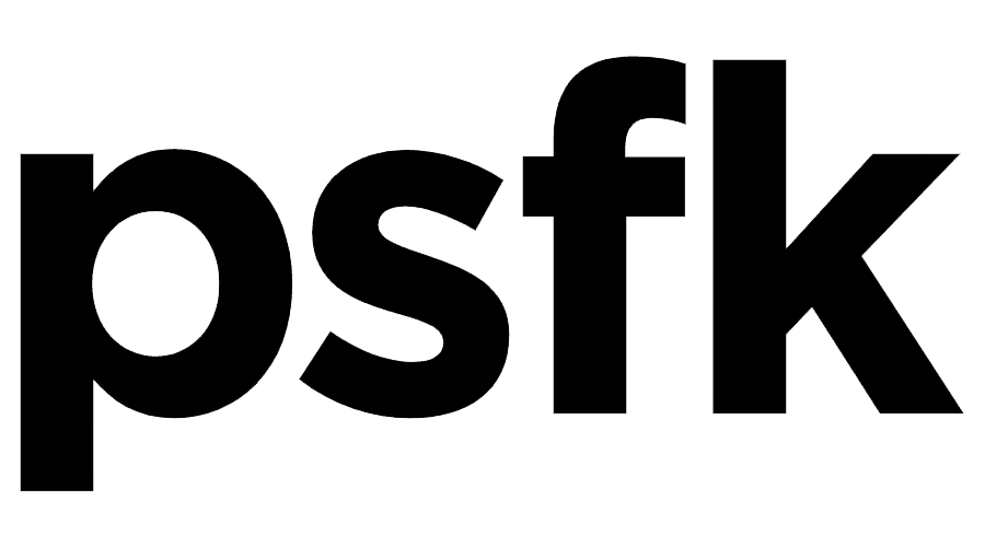 Outline of the word "psfk" in large black letters on a white background.