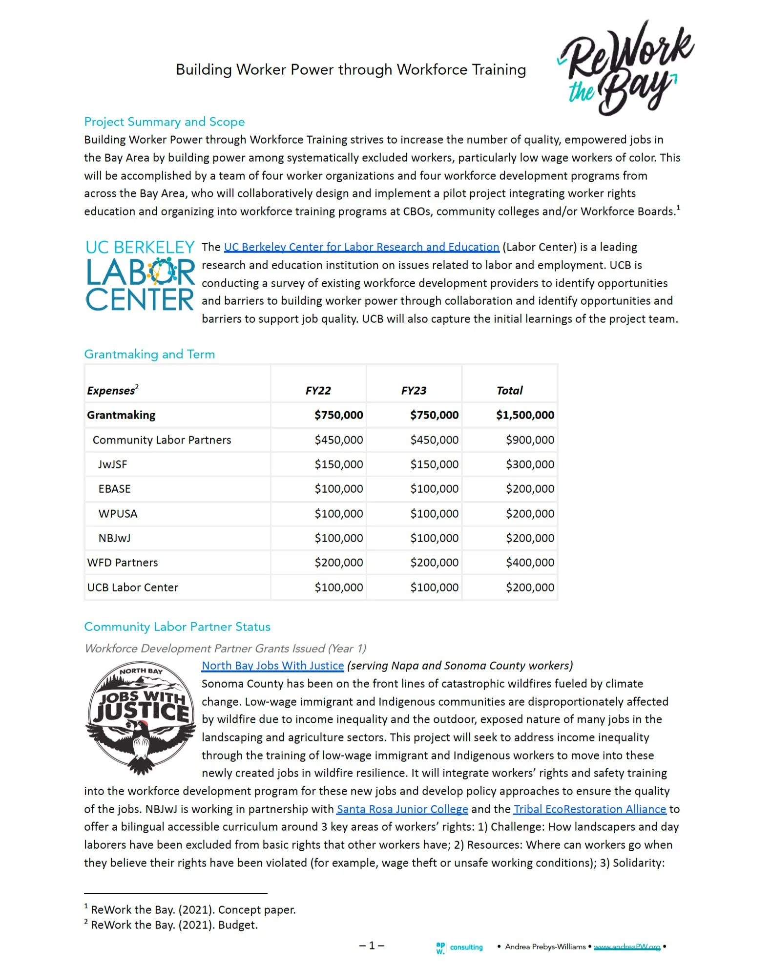 Building Worker Power through Workforce Training strives to increase the number of quality, empowered jobs by building power among systematically excluded workers, particularly low wage workers of color. Project is funded and supported by ReWork the 