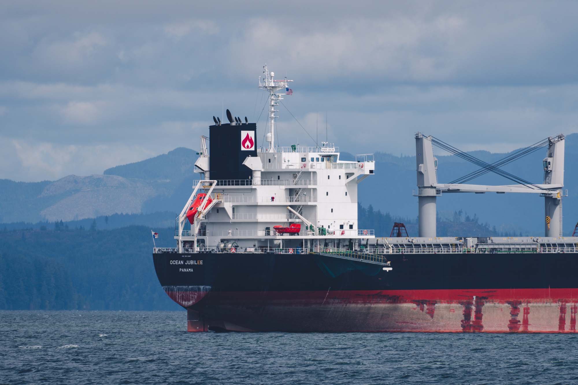 Astoria, Oregon Waterfront view with cargo tanker