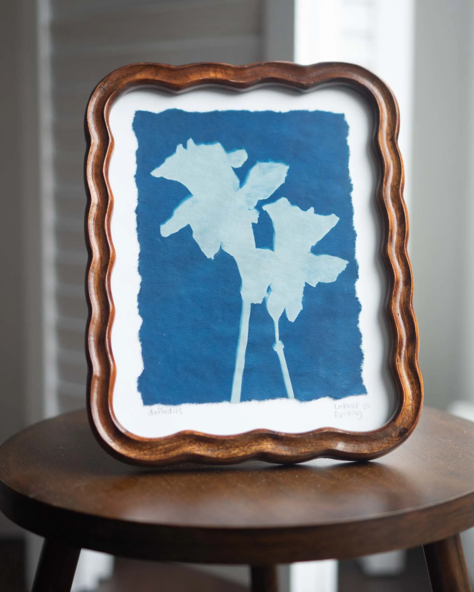 Scalloped Framed Original Cyanotype