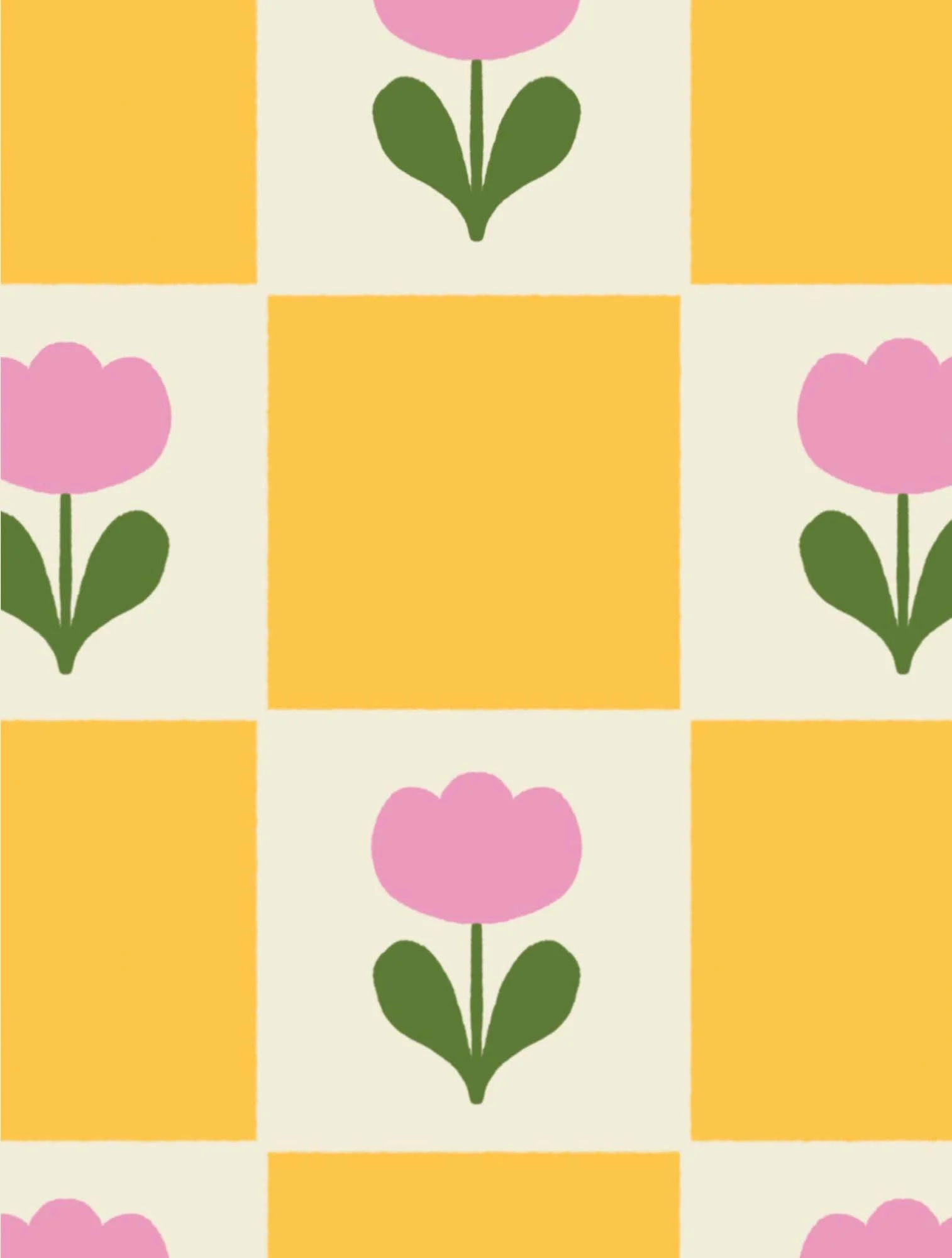 Checkered Background with Flowers Illustration