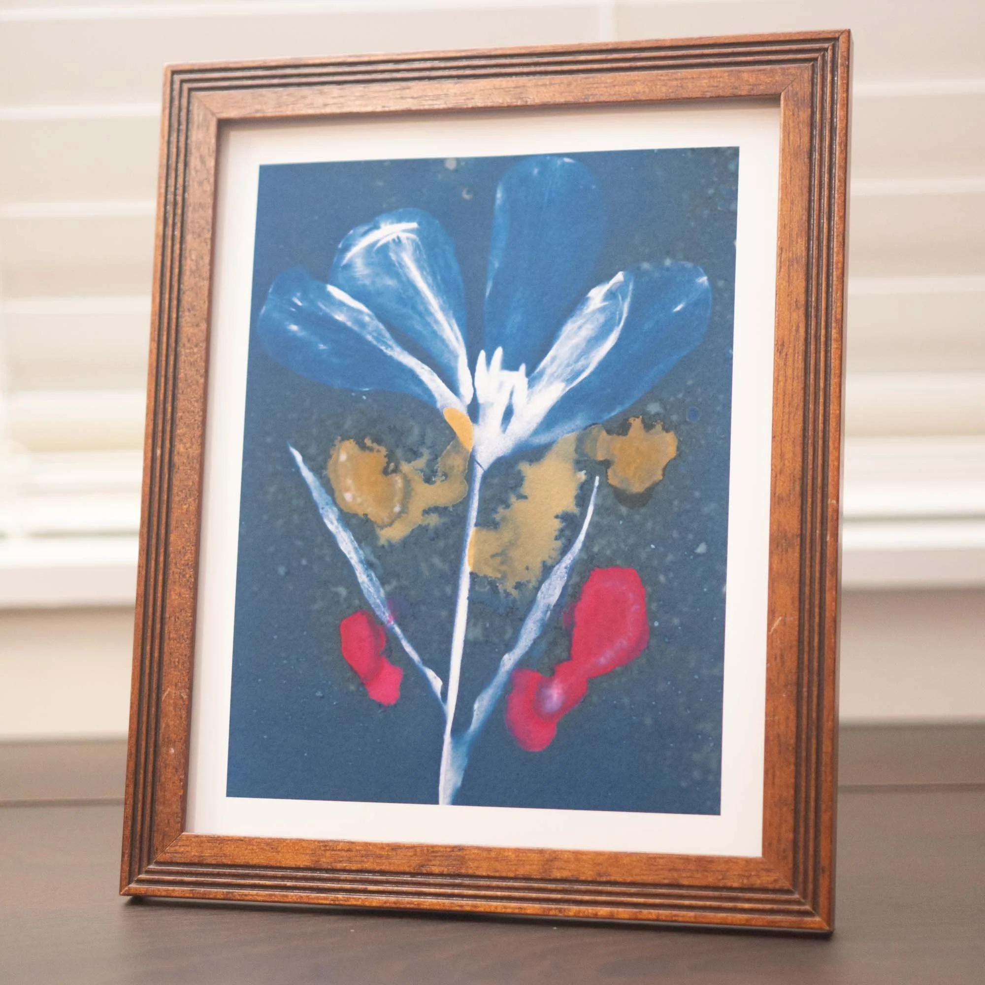 Cyanotype art print in a frame