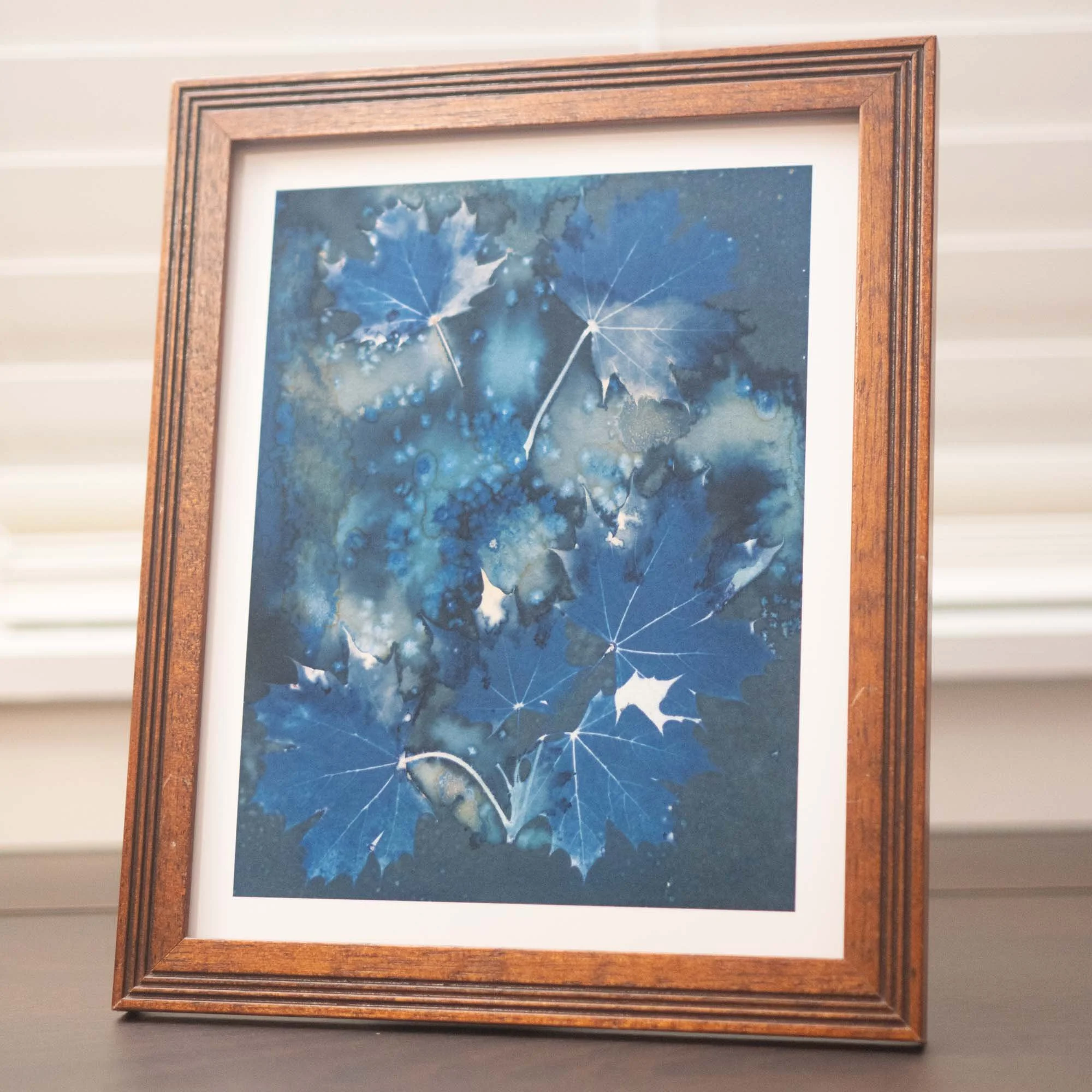 Cyanotype art print in a frame