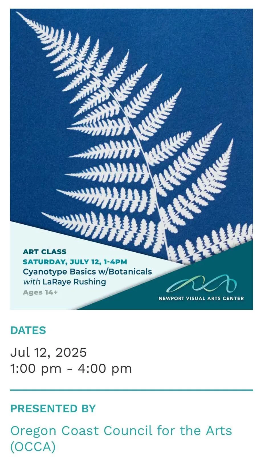 Cyanotype class announcement
