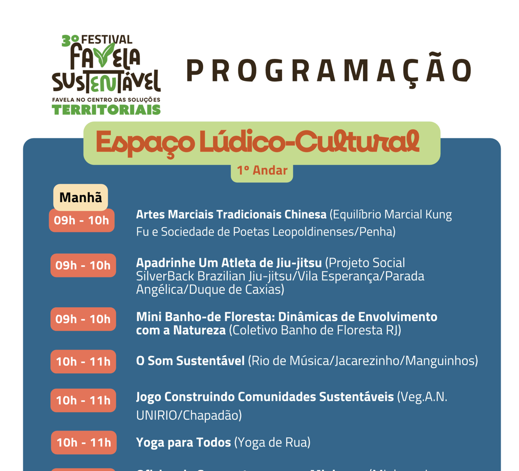 Conheça a Programação do 3o Festival Favela Sustentável! 