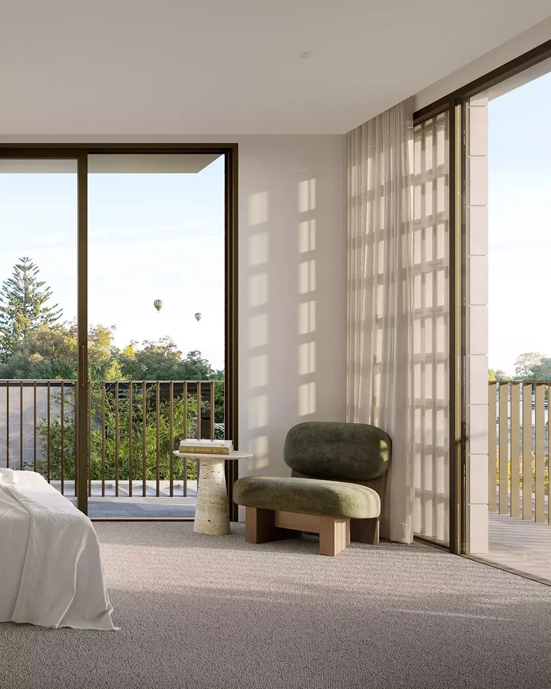 Expansive windows draw the landscape inward, while&nbsp;sheer drapery lends a sense of calm and privacy. 

Chomley Terraces | Prahran East&rsquo;s most Popular Townhomes. Developed by @coffproperty