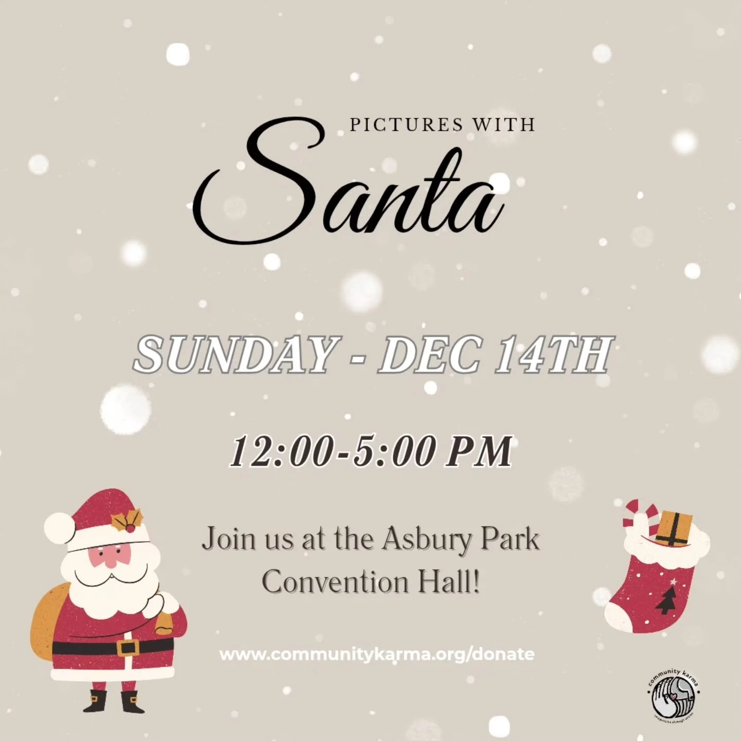❄️ Don't let the snow keep you home, come to Asbury Park Convention Hall, and get your picture with Santa!! 🎅🏼

We will be there all afternoon, taking pictures and collecting toy donations!! While you're there, do some shopping at the Asbury Park B