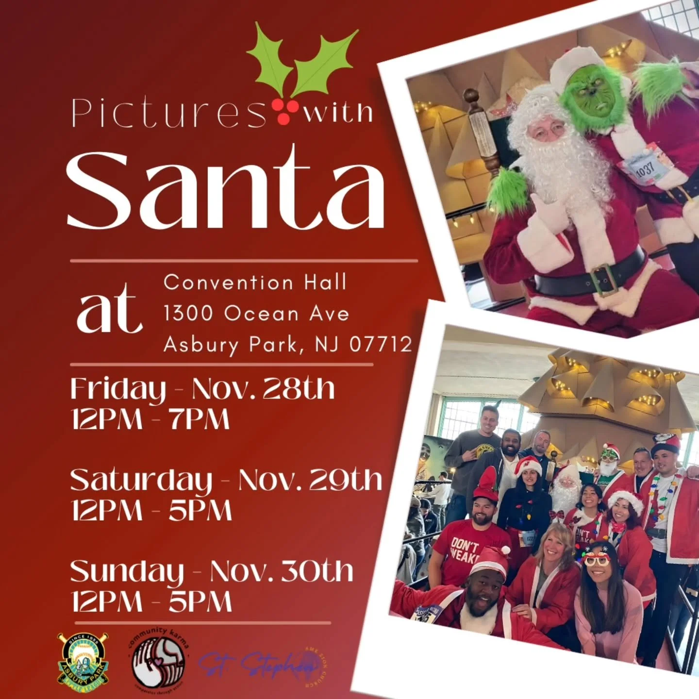 🎁 Stop by the convention hall this weekend to donate towards the Asbury Park Holiday Toy Drive and get your picture with Santa!! 🎅🏼

💝 Want to get involved? We need volunteers to help us! Please DM us or visit communitykarma.org/2025holidaytoydri