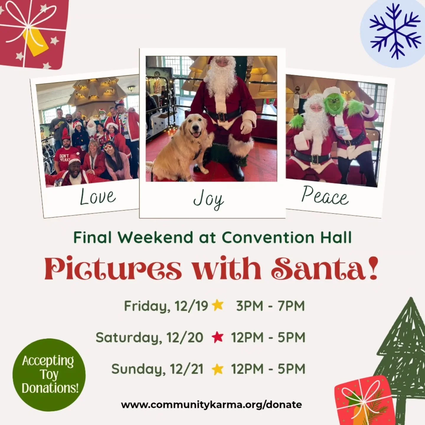 🌟 FINAL SANTA STATION WEEKEND 🌟

Visit us at the Convention Hall for our last weekend of the Santa Station! 🎅🏼 Get some last-minute shopping done at the Asbury Park Bazaar and drop off your toy donations for the AP holiday toy drive! 🎁🧸🪀❤️

We