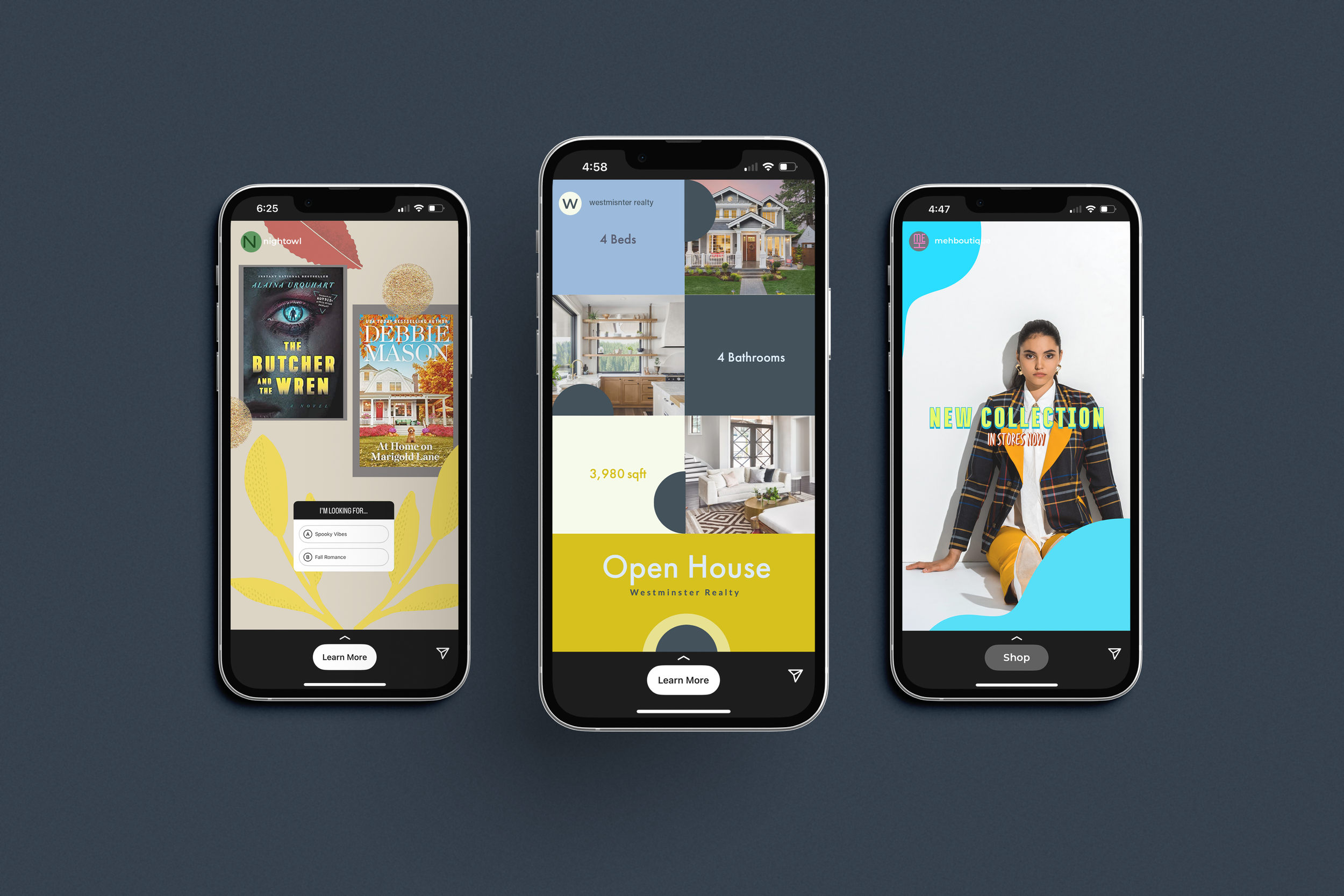 Mockup of three Instagram story templates designed by Chris Olson
