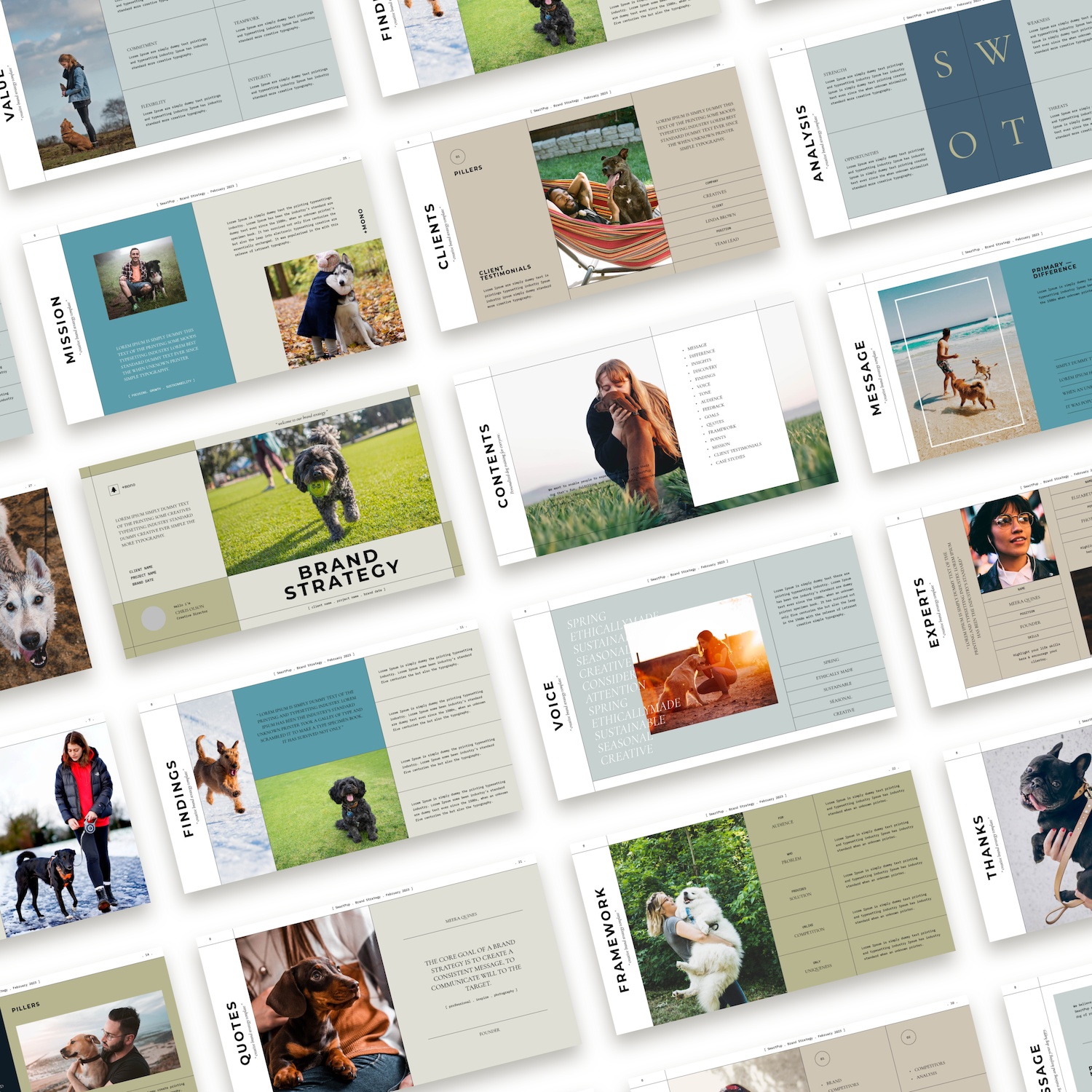Brand strategy pitch deck for a dog training app.