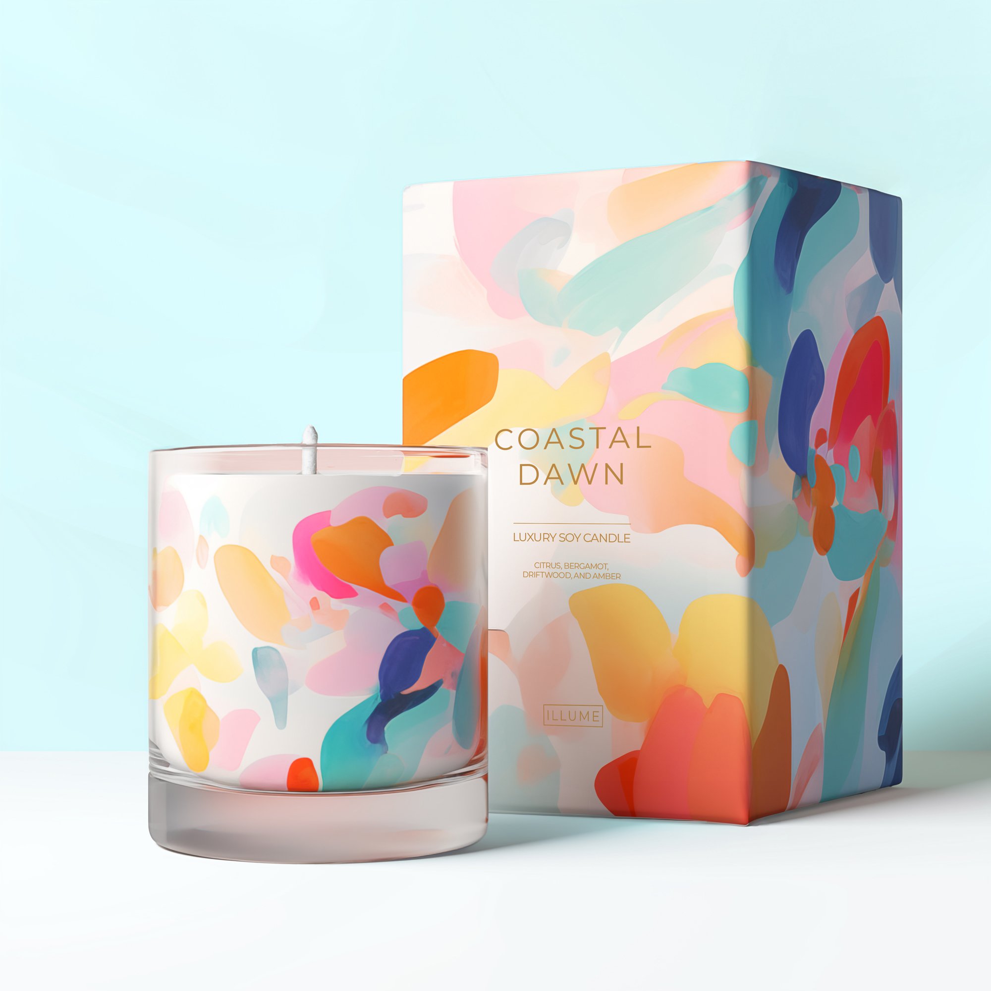 Coastal Dawn candle packaging