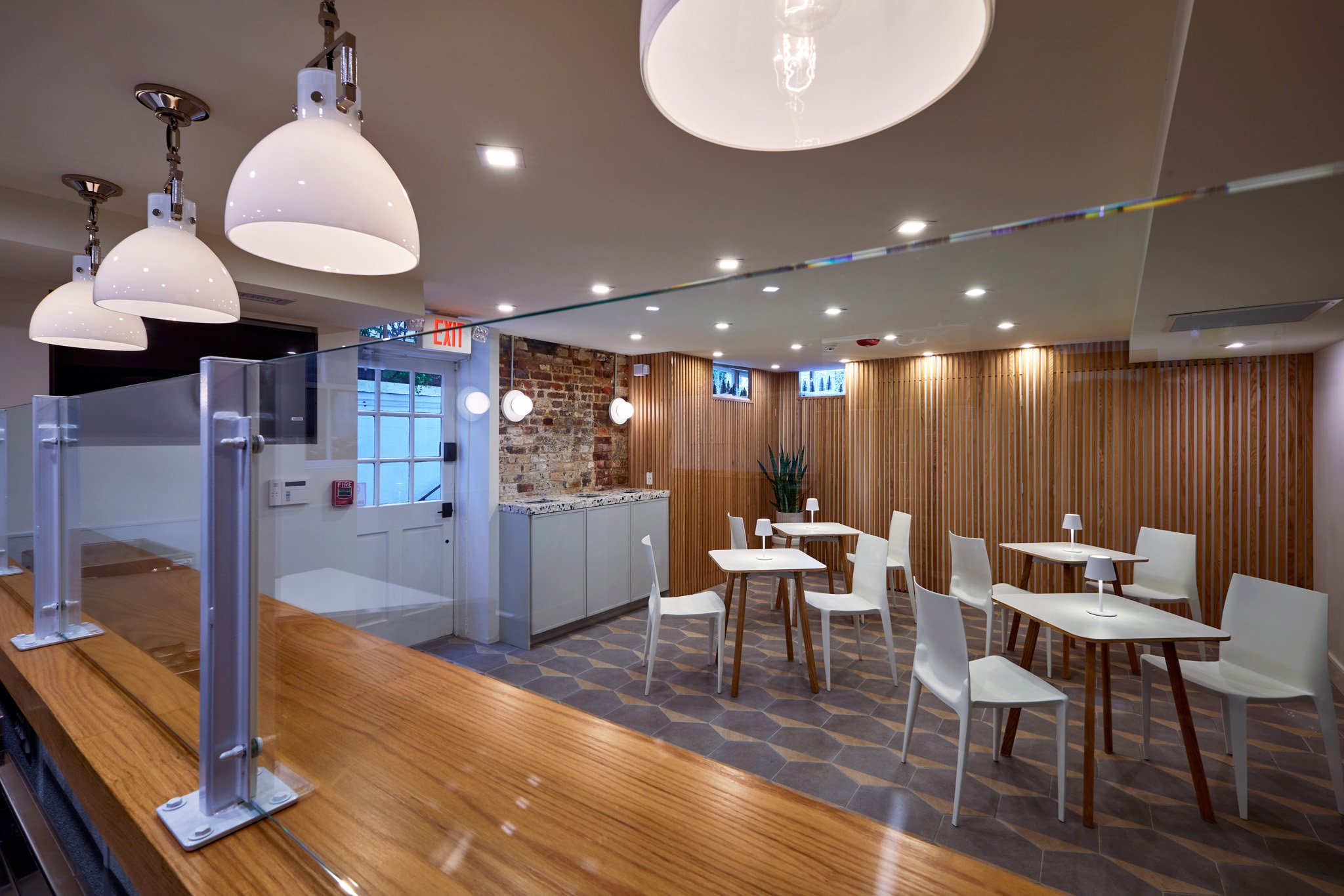 Interior of Haute Dog, a gourmet hot dog restaurant in Haddonfield, NJ, designed by Benita Cooper, award-winning architect serving South Jersey and Philadelphia.