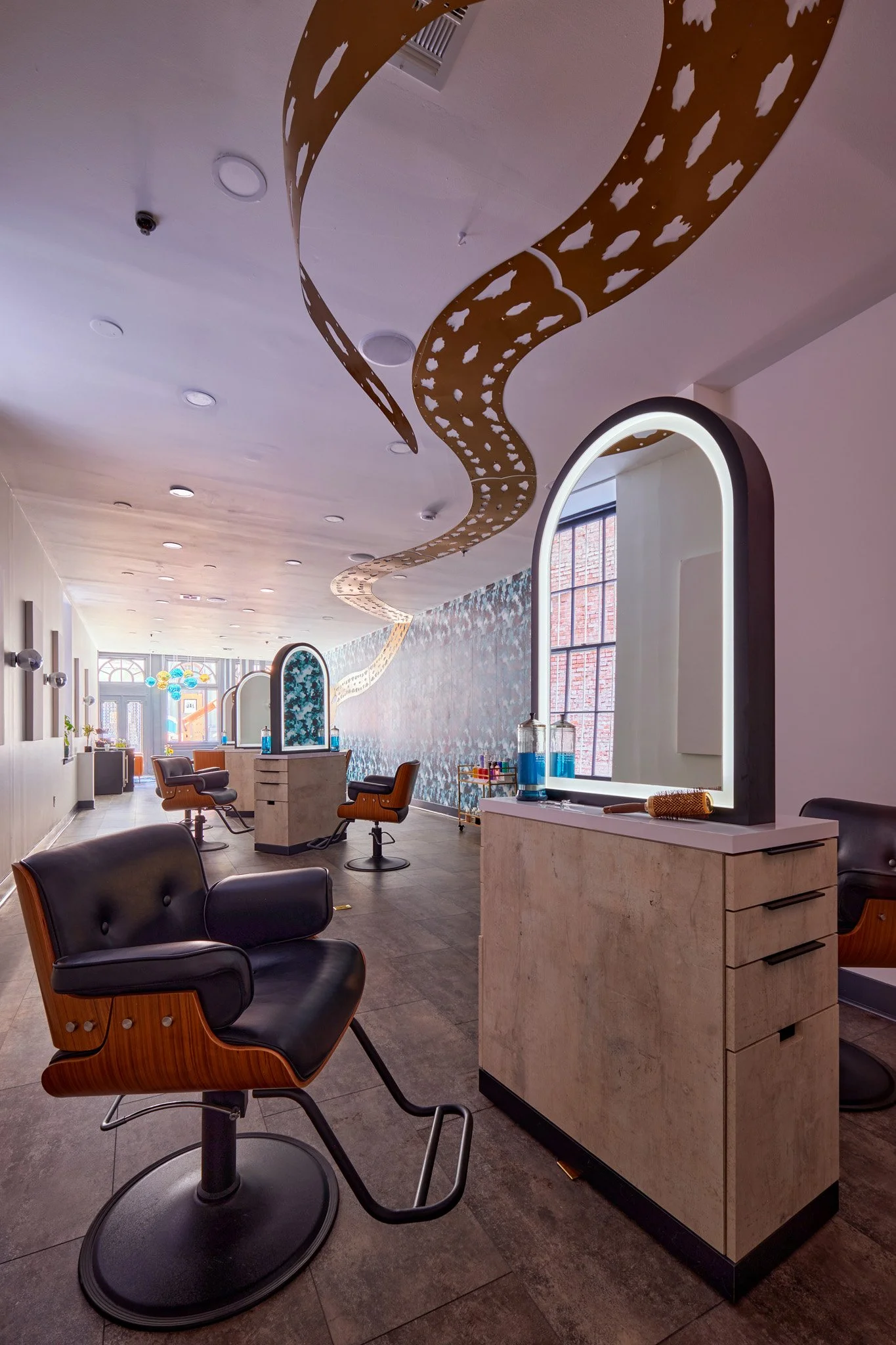 Opal & Boa hair salon in Philadelphia, designed by Benita Cooper Design