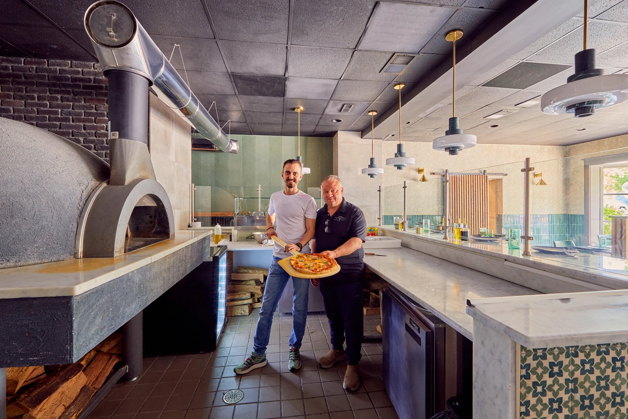 Photos of Pizza Pazza in Haddonfield, New Jersey, designed by Benita Cooper Design, interior designer and architect serving Greater Philadelphia
