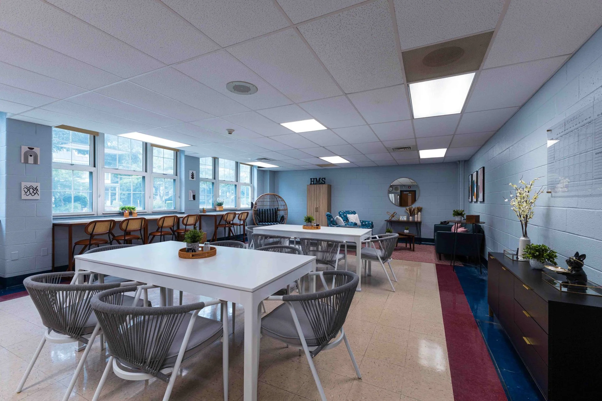 Haddonfield Central Middle School teacher and faculty lounge, designed by Haddonfield architect and interior design firm Benita Cooper Design.