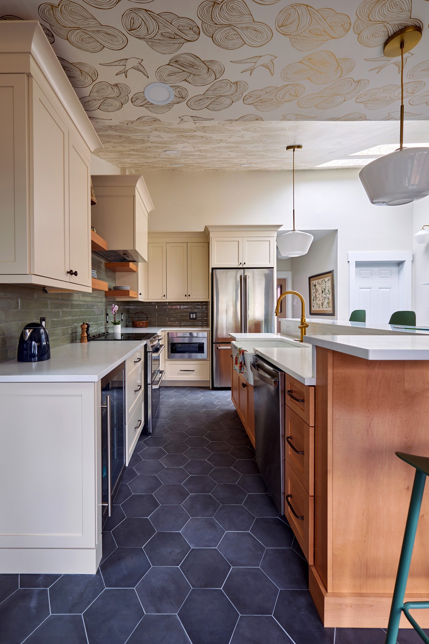 Kitchen and powder room remodel at home in Haddonfield, New Jersey, by Benita Cooper Design, architect, home re-modeler, and interior designer.