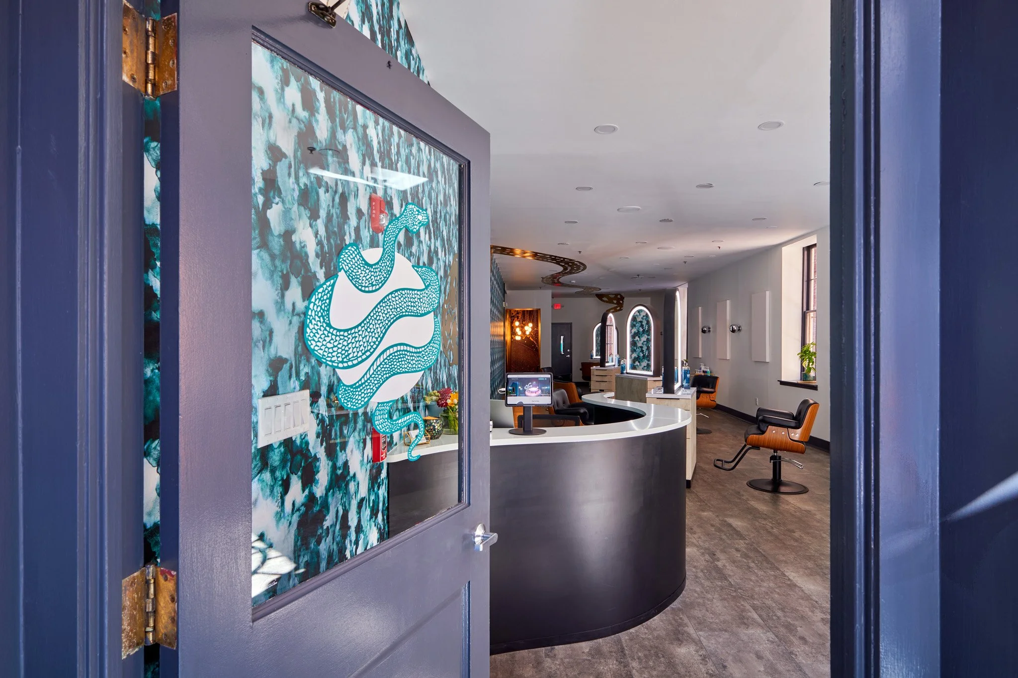 Opal & Boa hair salon in Philadelphia, designed by Benita Cooper Design