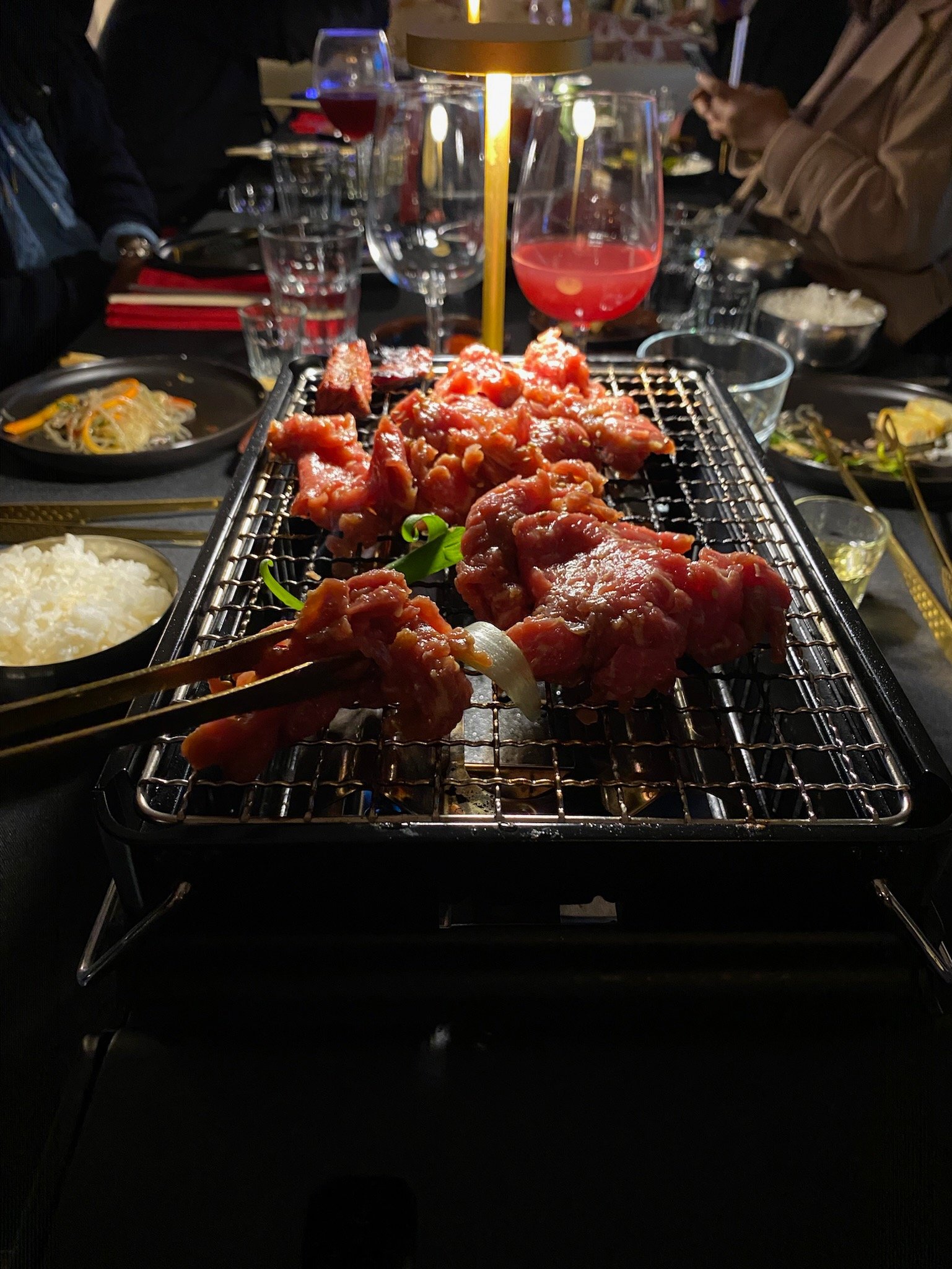 Prime ribeye steak grilled and served at a Korean BBQ birthday party catered in Los Angeles
