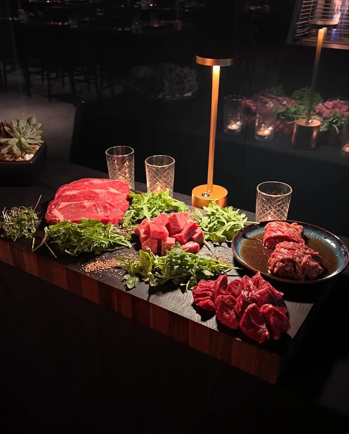 Premium steak cuts displayed for a Korean BBQ Steak Omakase