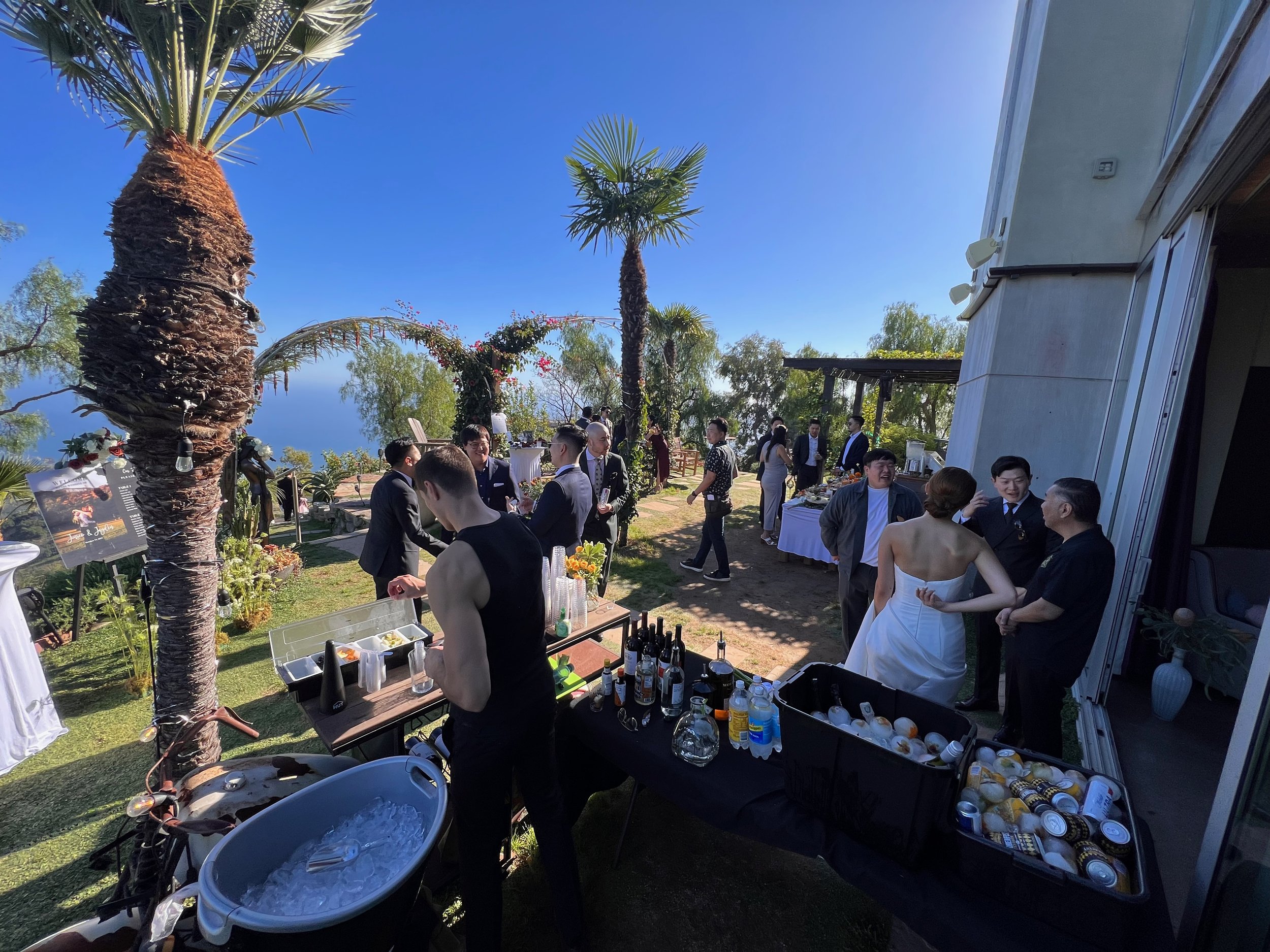 Korean BBQ wedding catering setup with tabletop grills and premium side dishes by Seoul Food in Los Angeles