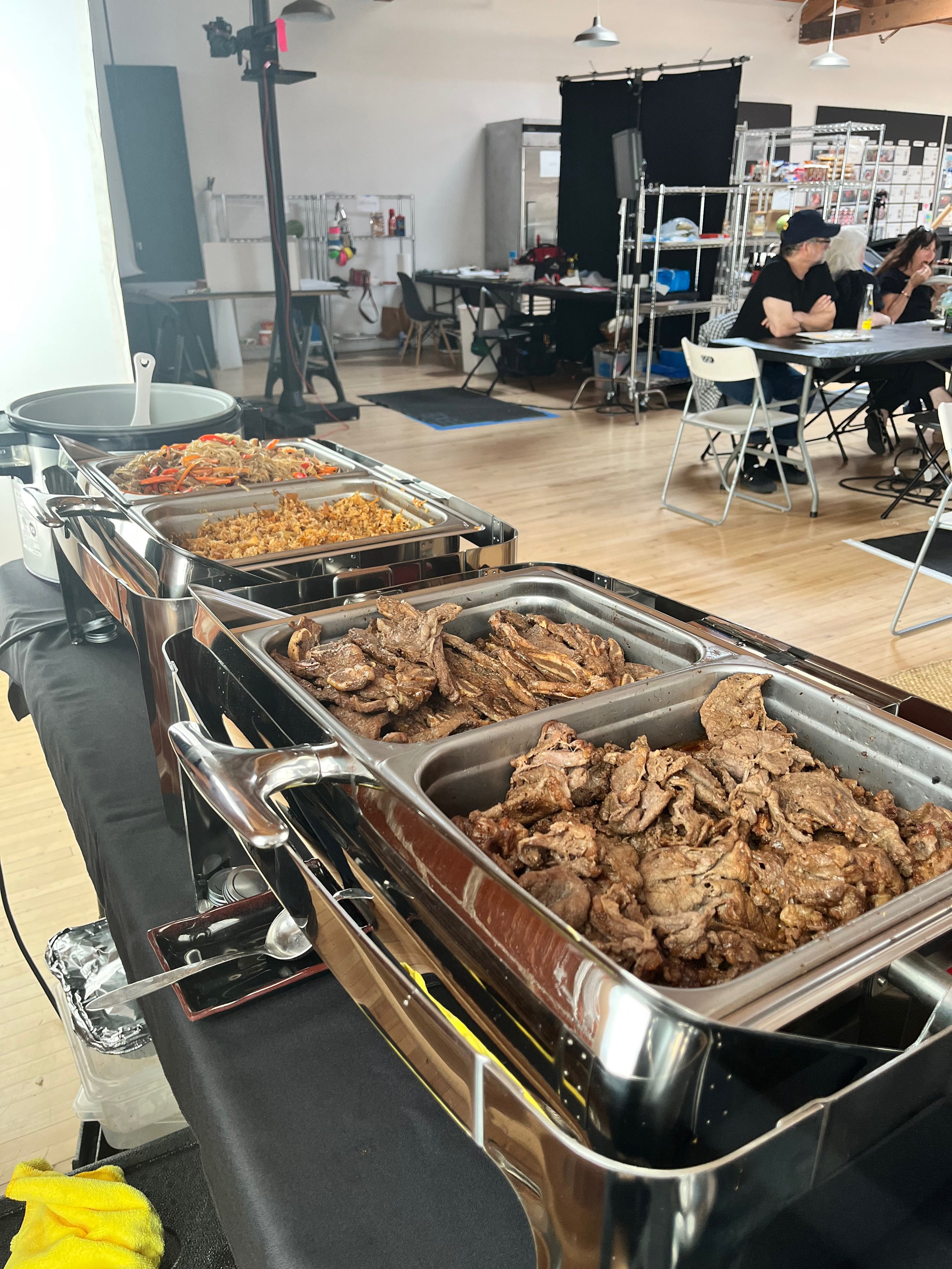 Buffet-style Korean food catering for a corporate event in Los Angeles with traditional dishes and full-service setup