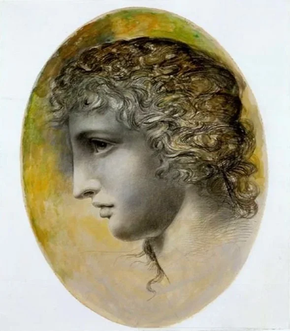  Carlo Maria Mariani  
 Narcissus  
Pencil and watercolor on paper, 1999 37 x 31.5 inches (framed dimensions: 43 x 37 inches)