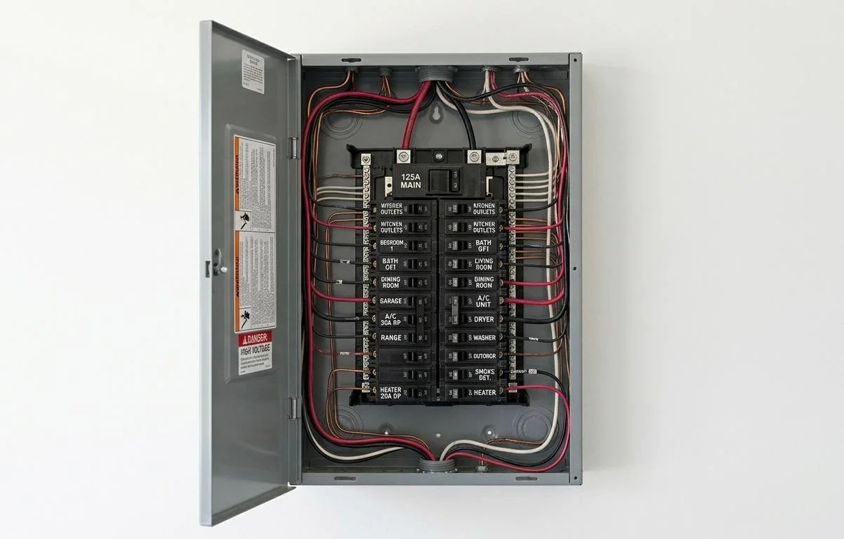 image of electrical panel on the white background