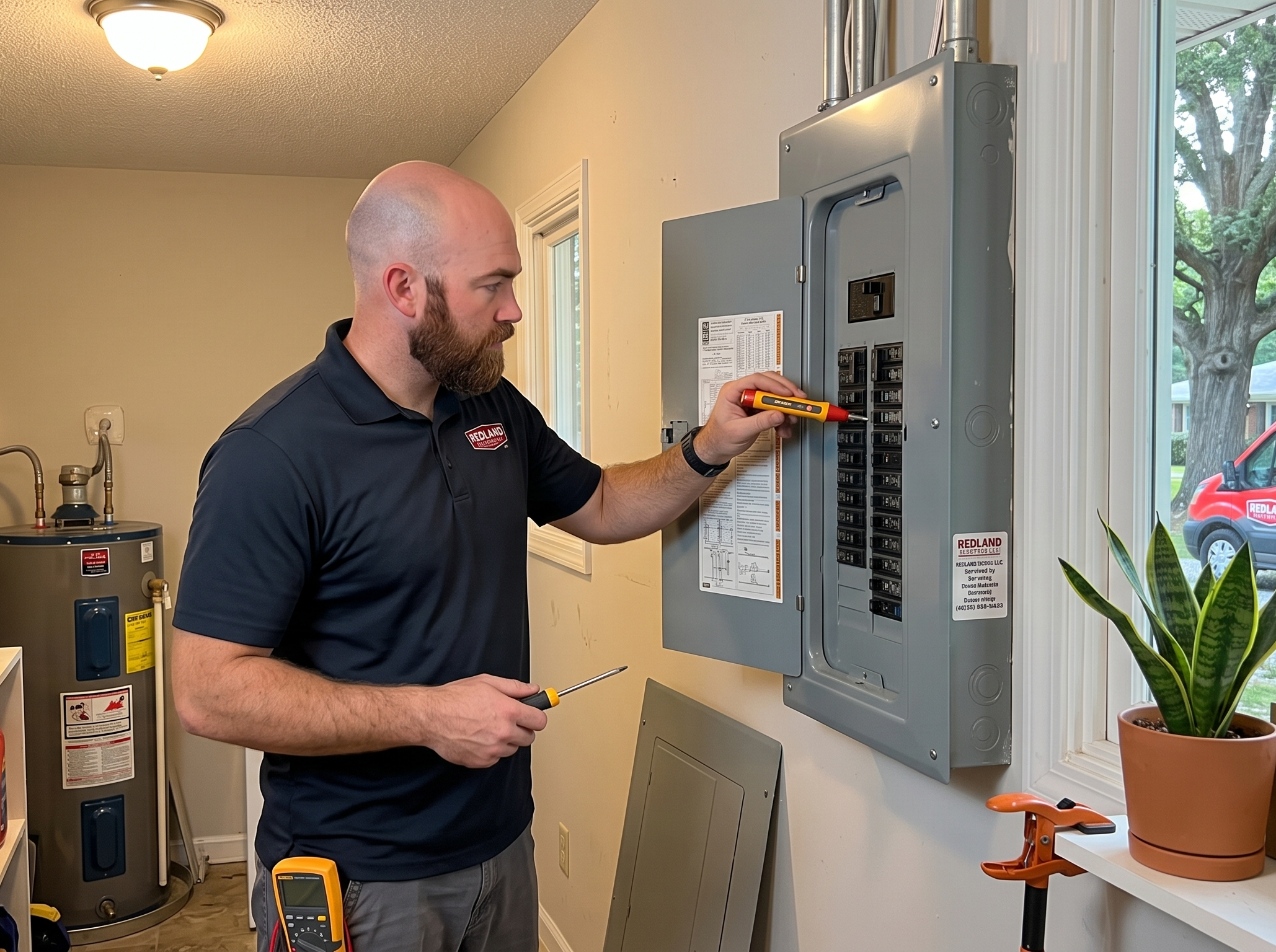 electrician performing electrical inspection in Greenville